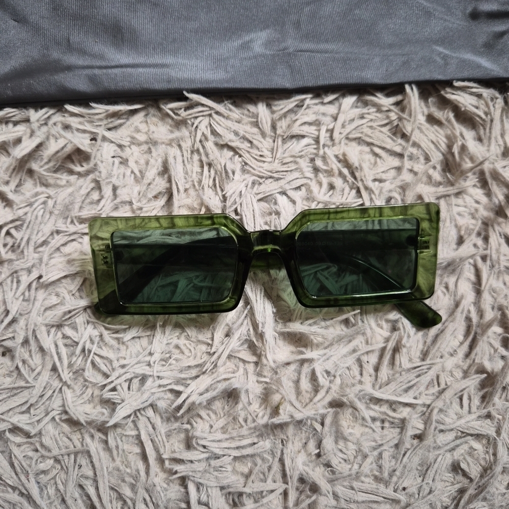 Square Sunglasses Green Transparent Summer Spring Fall Festival Vacation Resort - Picture 9 of 9